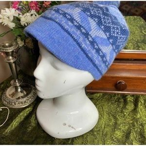 Pistil Blue Knitted Lambs Wool Blend Beanie Hat with Brim